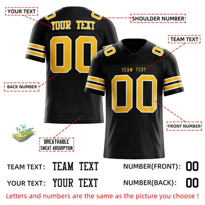 Custom Black Football American Rugby Jersey Personalized Stitched Team Name Player Number Durable Game Day Sports Uniform for Fans and Teams
