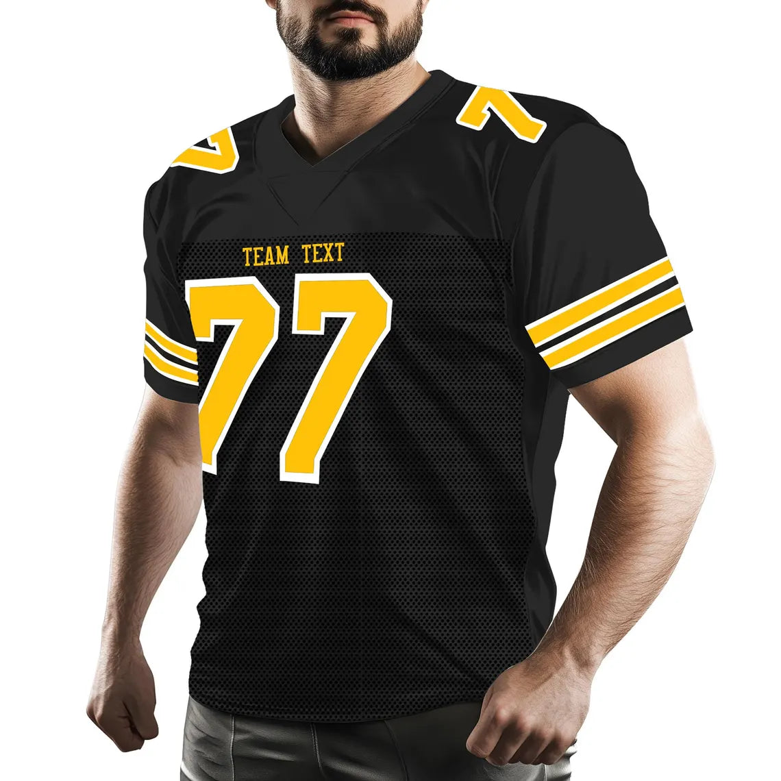 Custom Black Football American Rugby Jersey Personalized Stitched Team Name Player Number Durable Game Day Sports Uniform for Fans and Teams