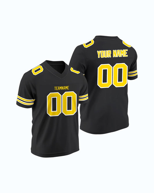 Custom Black Football American Rugby Jersey Personalized Stitched Team Name Player Number Durable Game Day Sports Uniform for Fans and Teams